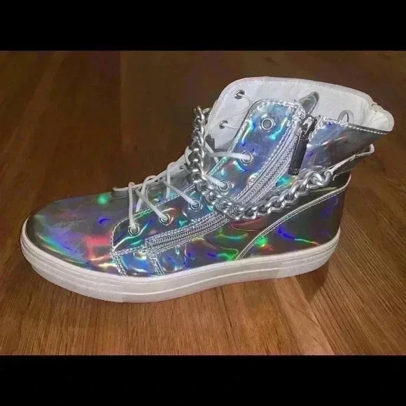 Armani Junior Girl’s Irridescent Hi-top Sneakers! NIB! 40 7